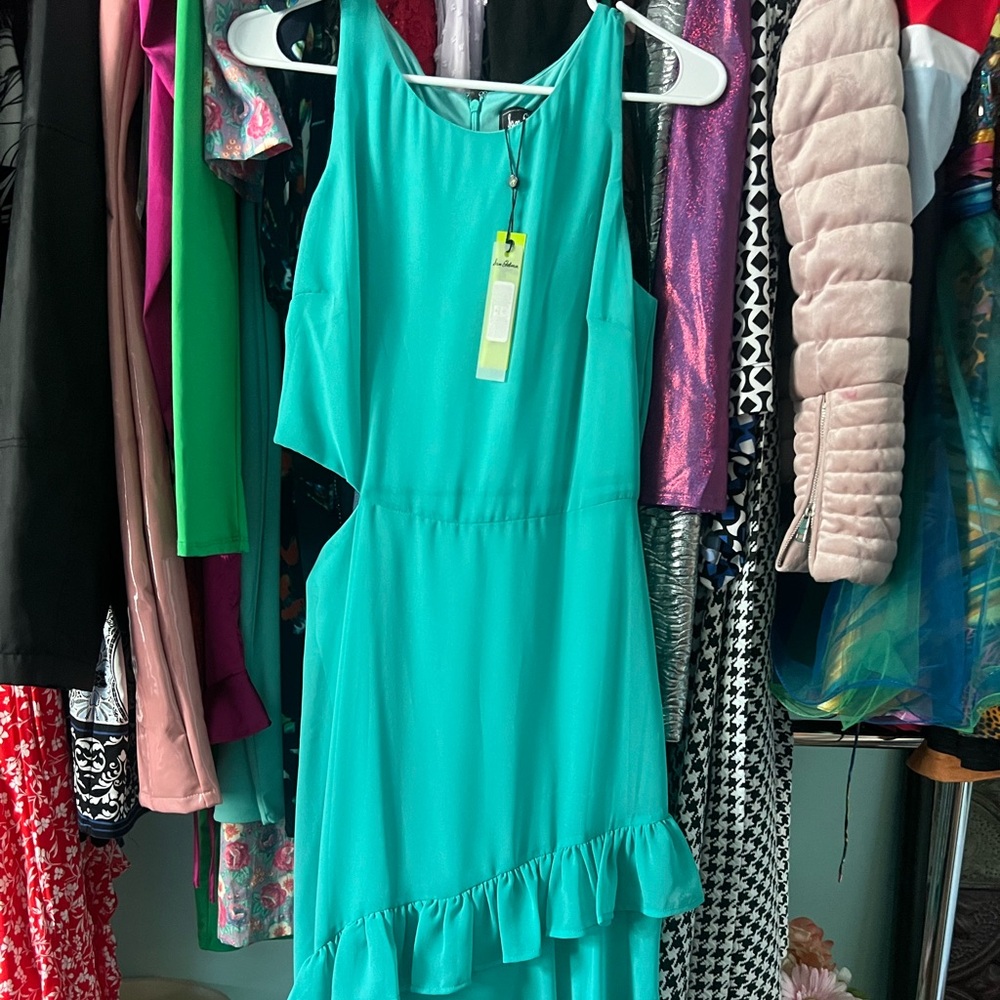 Sam Edelman Green Asymmetrical Dolman Sleeve Sundress